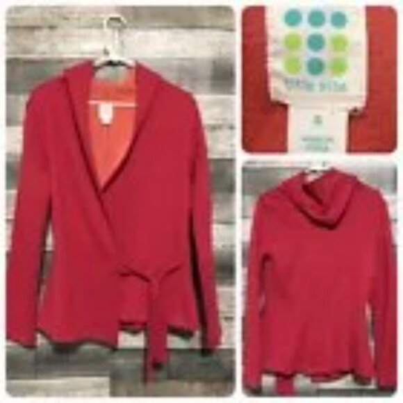 Title Nine Merino Wool Blend Wrap Sweater Women’s S Red Orange Tie - Picture 1 of 5